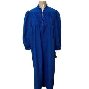 Vintage Vassarette Long Sleeve Blue Nightgown High Collar New With Tags Size M